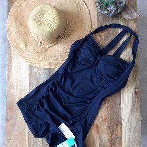 Seafolly Boyleg One piece Swimsuit (Navy)